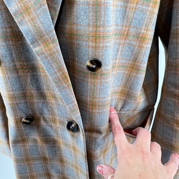 🧥 Steve Madden Women's Oversized Double Breasted Plaid Blazer Jacket – Size L - Picture 3 of 12